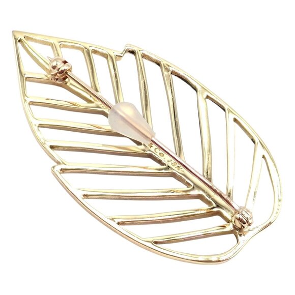 Authentic! Tiffany & Co Angela Cummings 18k Yellow Gold Leaf Pin Brooch 1981 - Picture 7 of 9